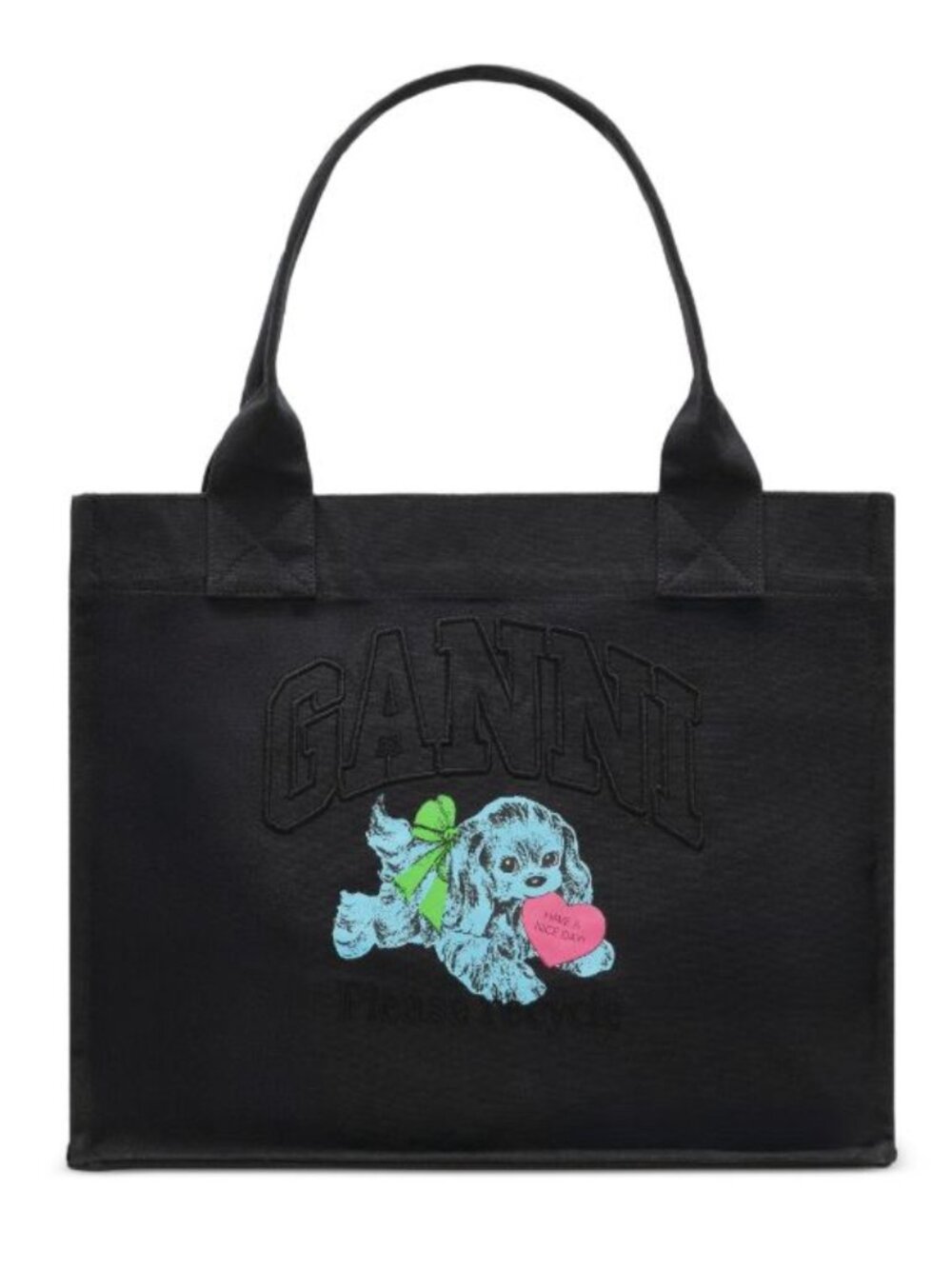 NWT GANNI Phantom Black Puppy Large Tote Bag